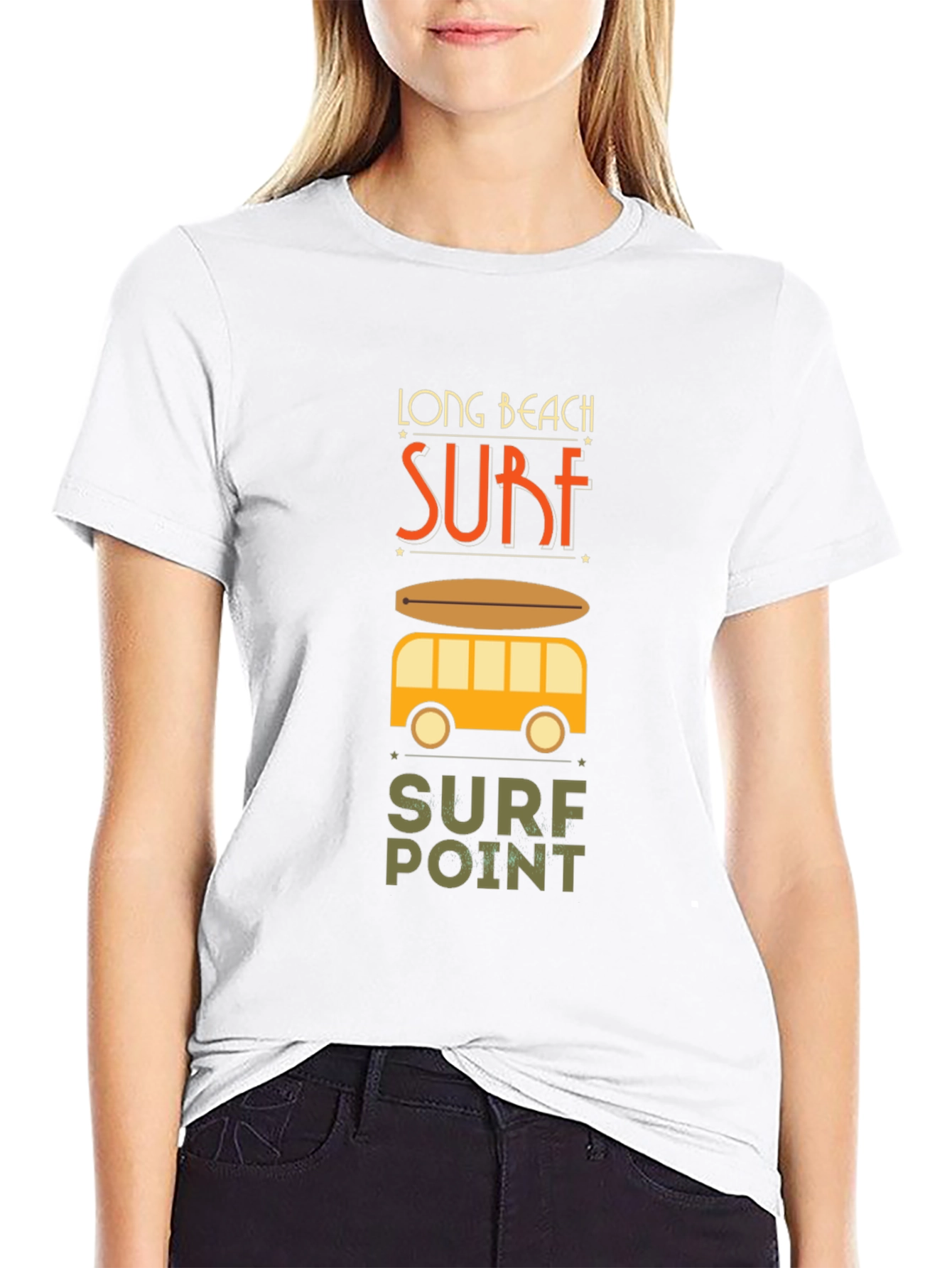 Long Beach Surf T-Shirt - Surfboard Beach Van Tee