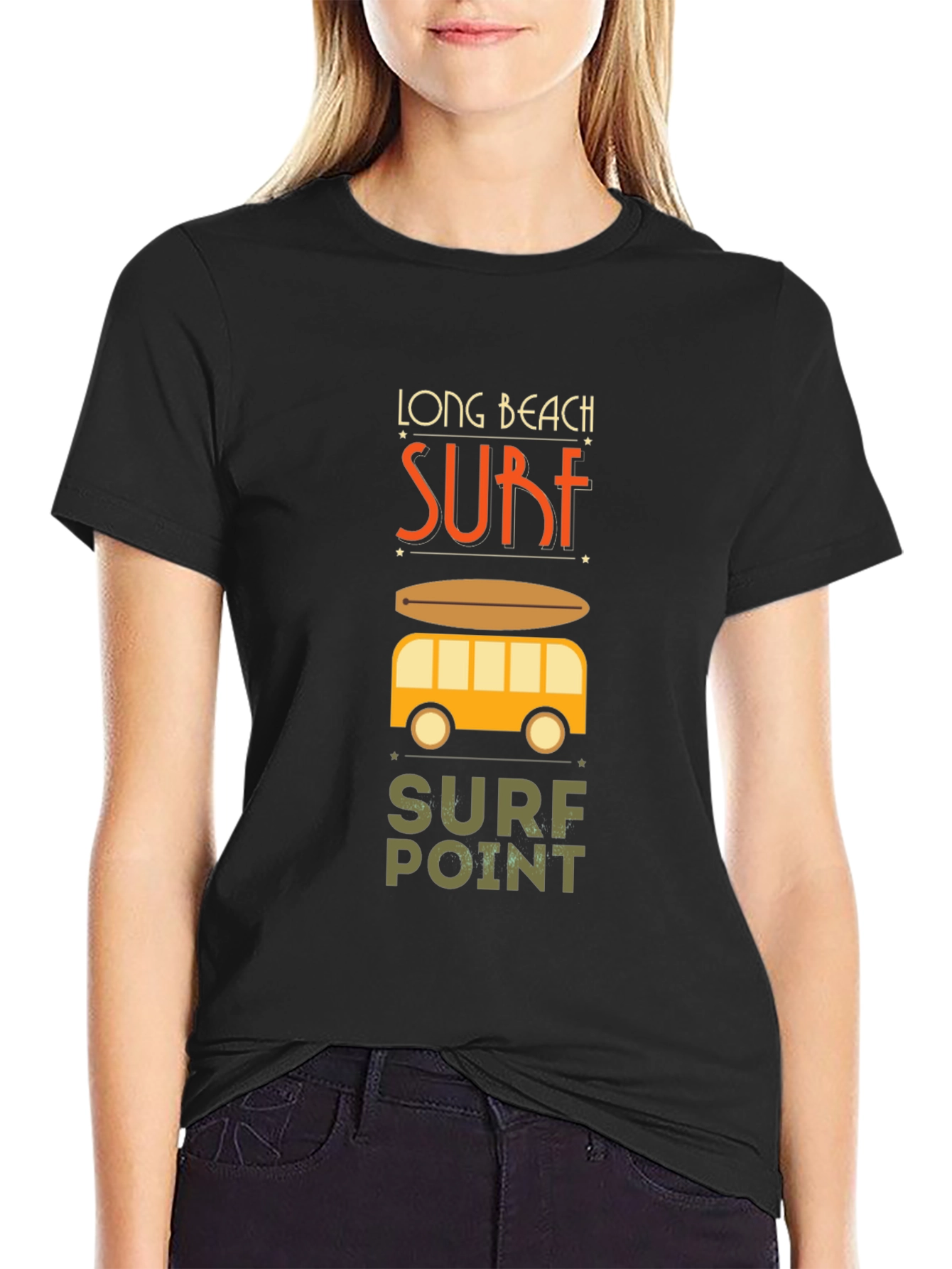 Long Beach Surf T-Shirt - Surfboard Beach Van Tee