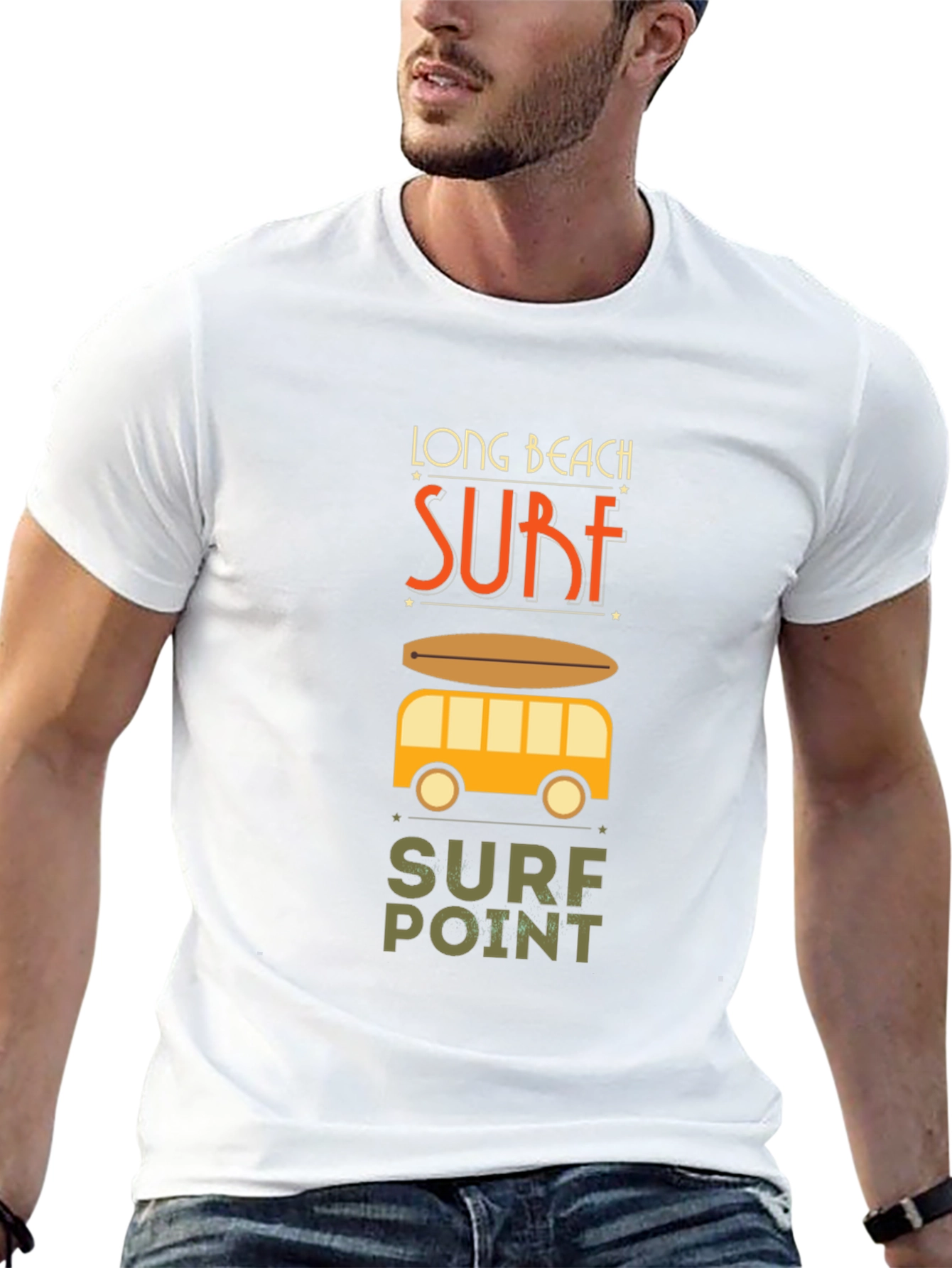 Long Beach Surf T-Shirt - Surfboard Beach Van Tee