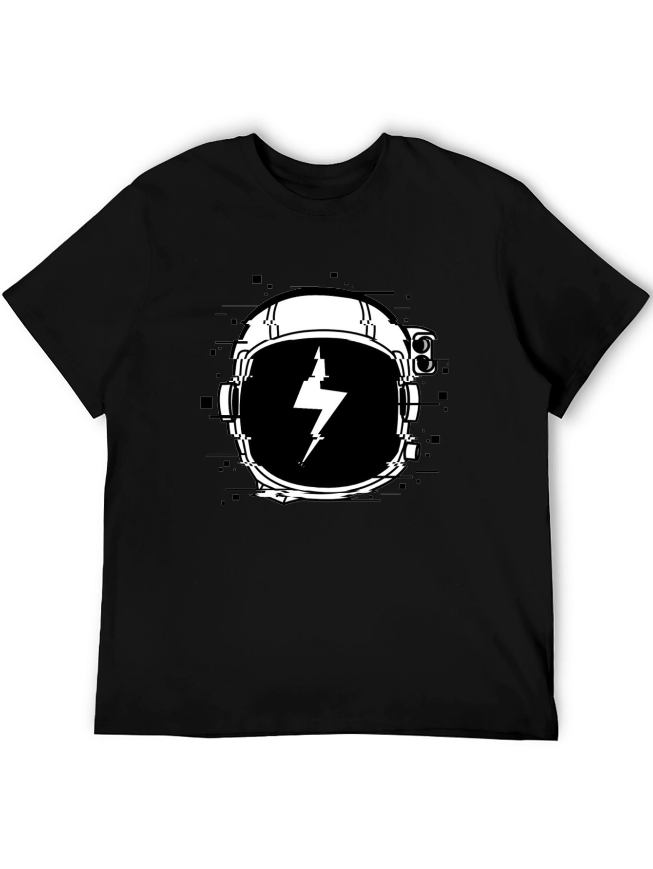 Astronaut Helmet Lightning Bolt Black T-Shirt