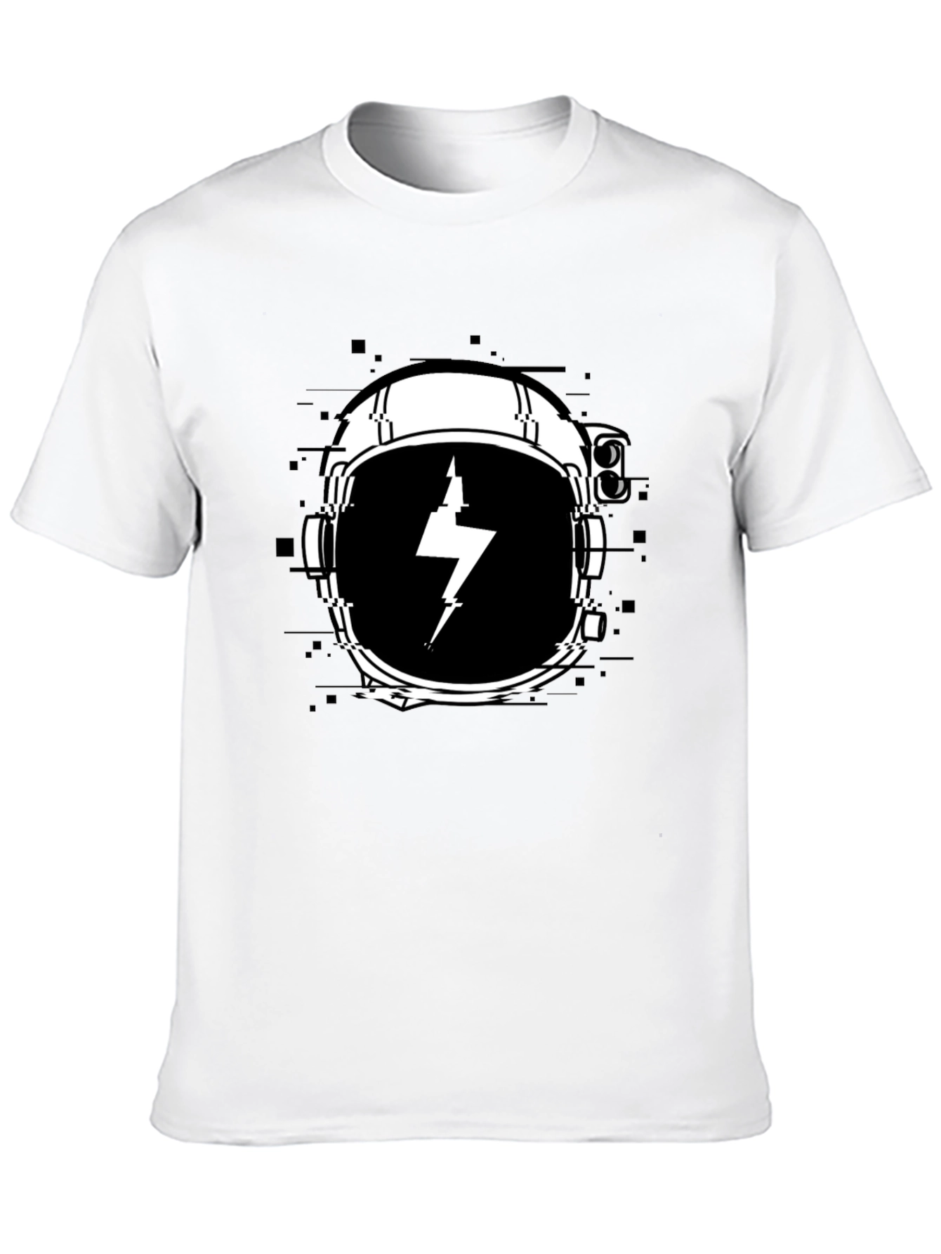 Astronaut Helmet Lightning Bolt Black T-Shirt