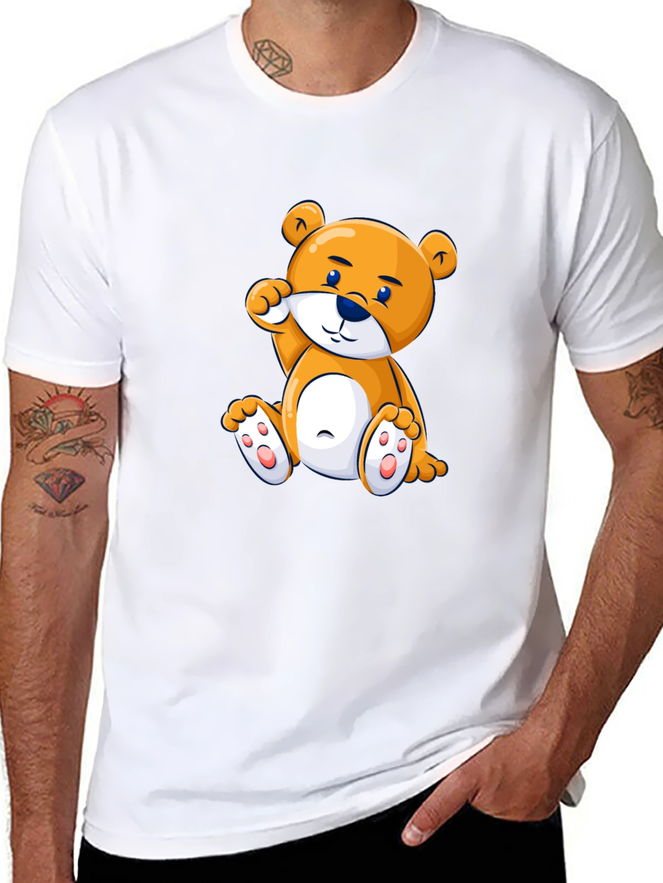 Cute Cartoon Bear Black T-Shirt