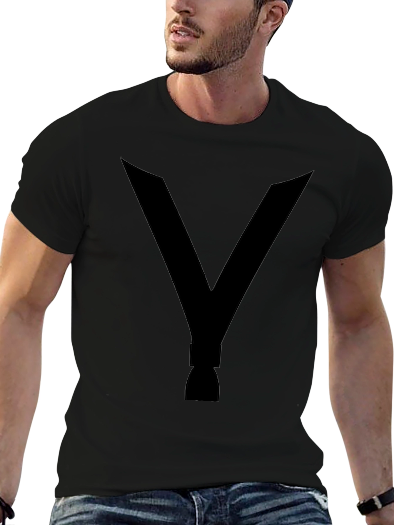 Black T-Shirt with Rocket Graphic