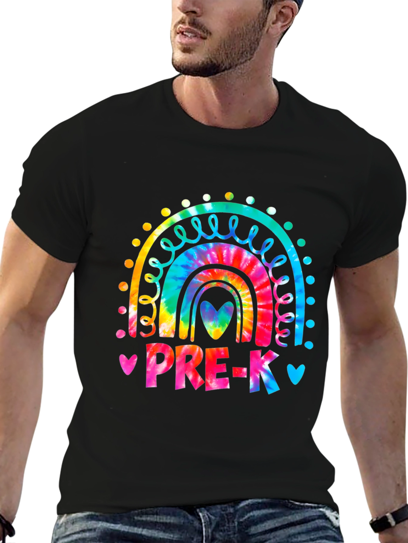 Pre-K Teacher Rainbow Tie-Dye Graphic T-Shirt