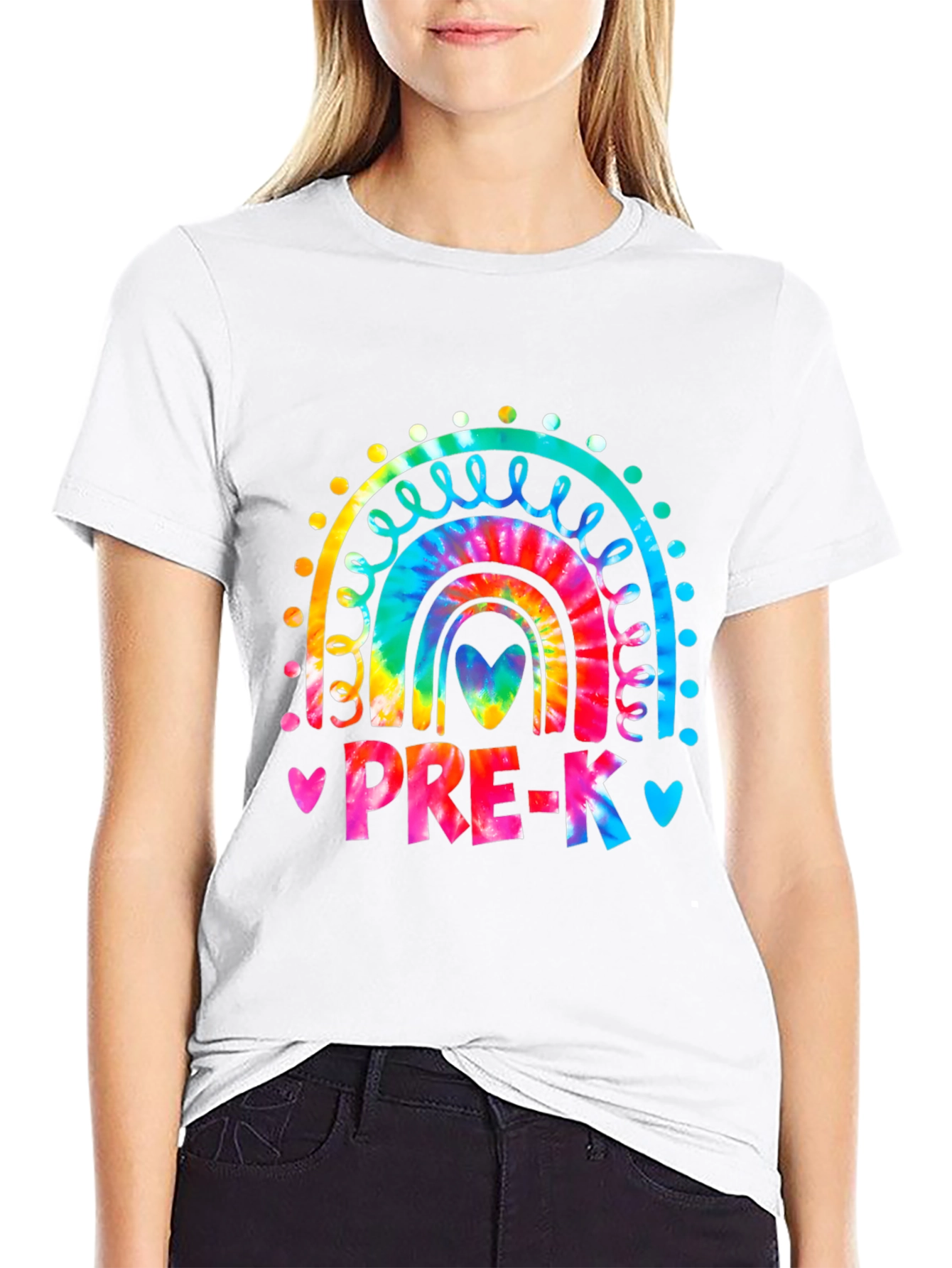 Pre-K Teacher Rainbow Tie-Dye Graphic T-Shirt