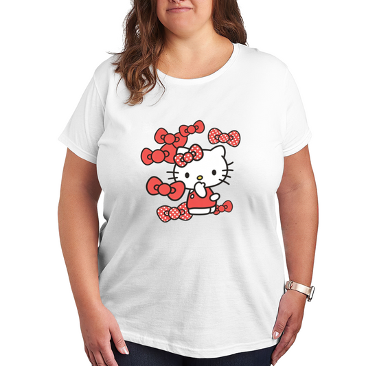 Overload Red Bow Hello Kitty Fun Printed Plus?Size Tee