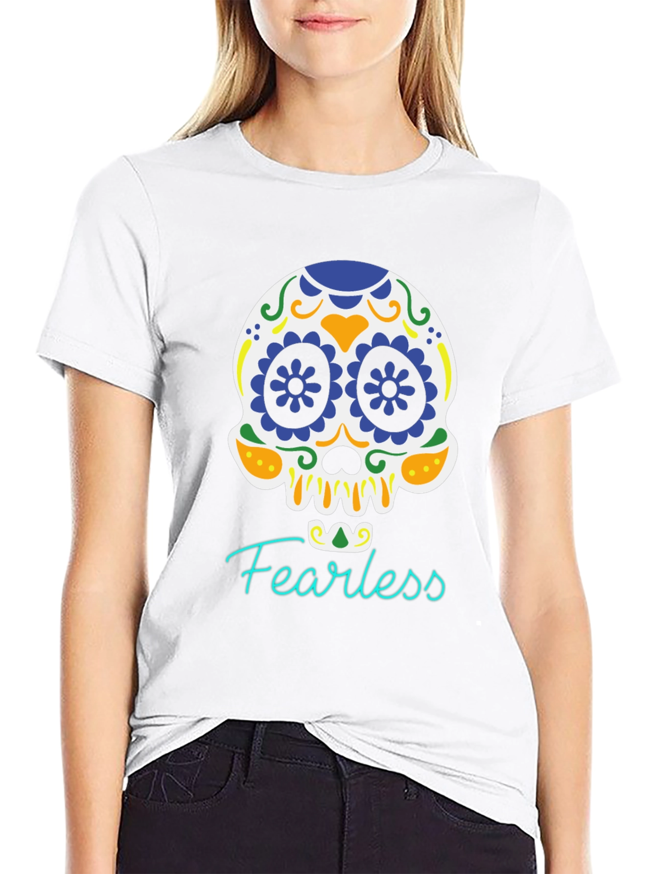 Fearless Skull Graphic Tee - Black