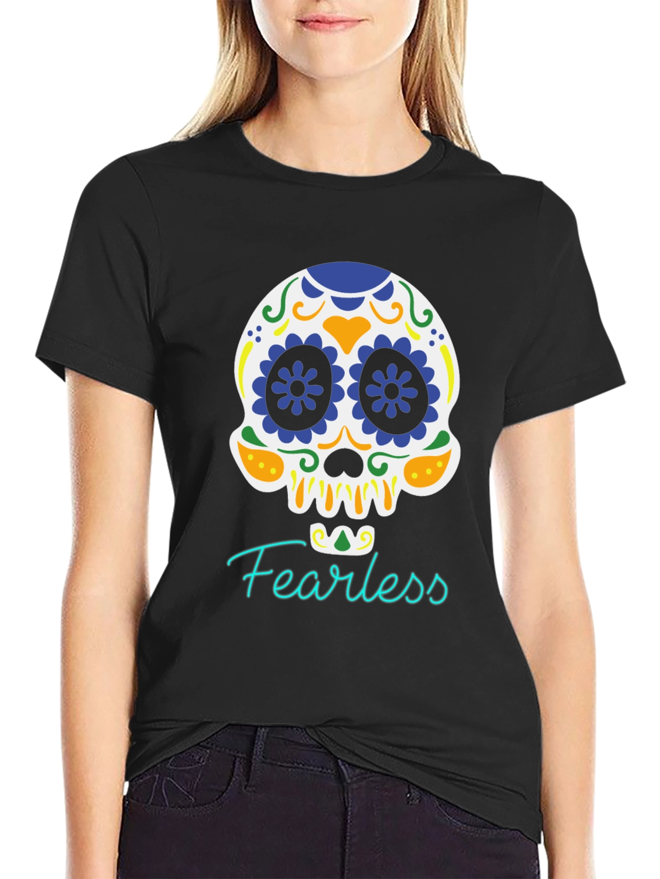 Fearless Skull Graphic Tee - Black