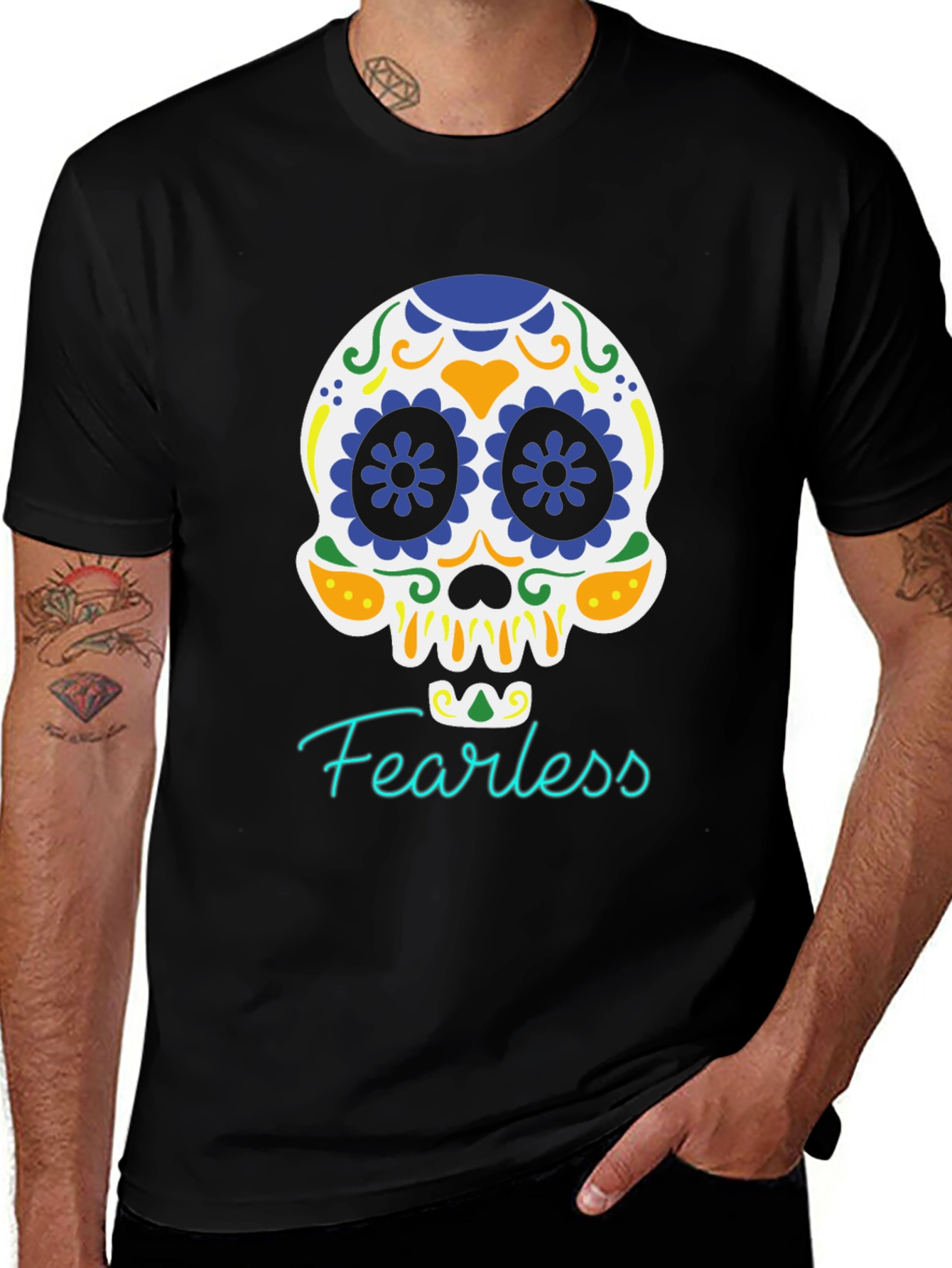 Fearless Skull Graphic Tee - Black