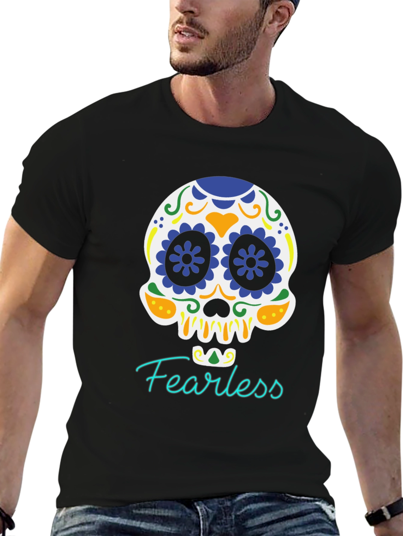 Fearless Skull Graphic Tee - Black