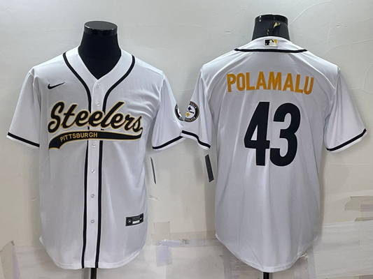 Men's Pittsburgh Steelers Troy Polamalu #43 White Player Jerseys