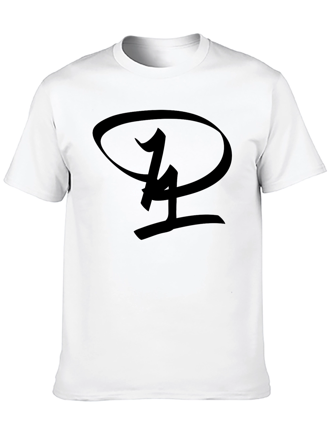 Black T-Shirt with Unique Oval Graphic