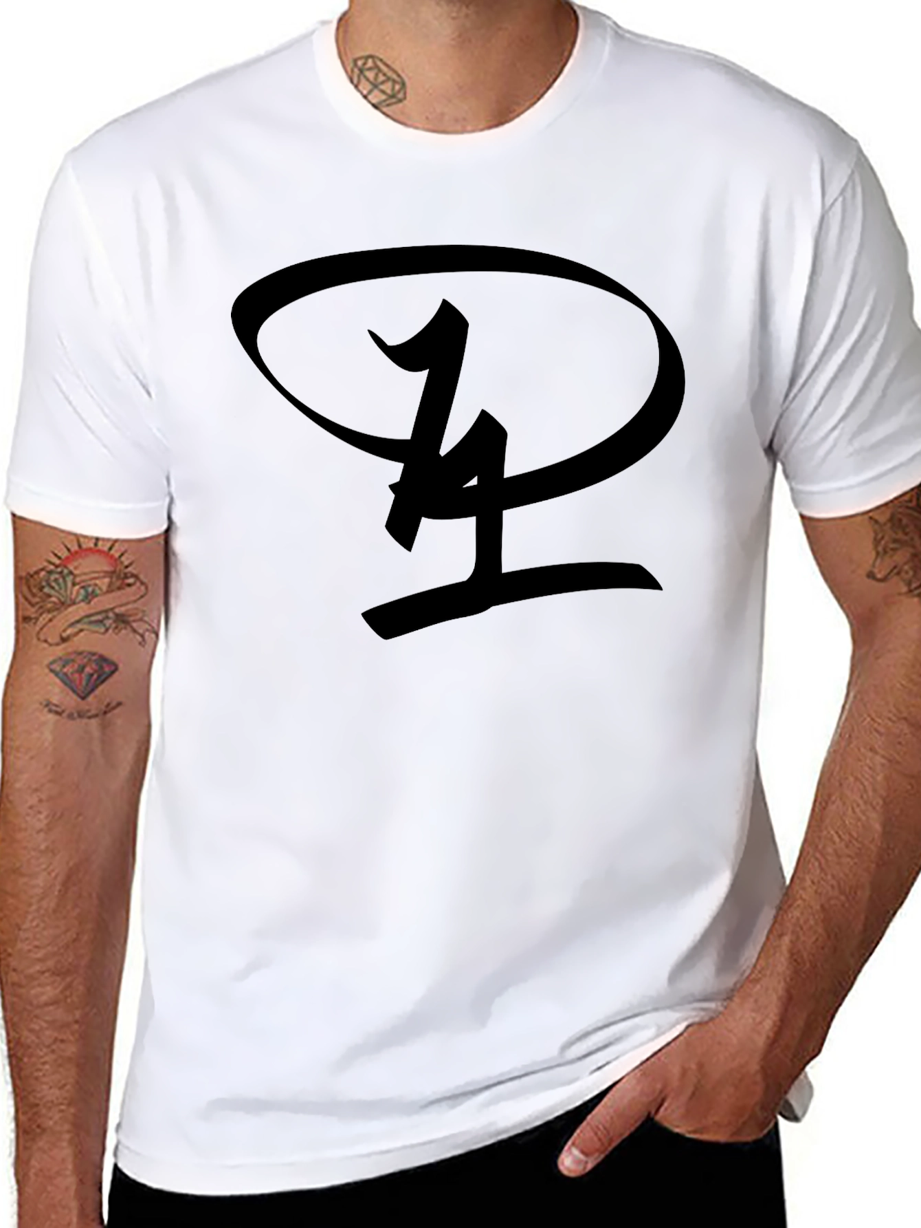 Black T-Shirt with Unique Oval Graphic