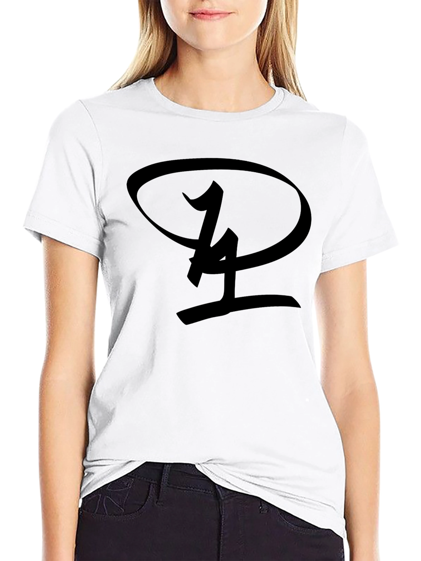 Black T-Shirt with Unique Oval Graphic
