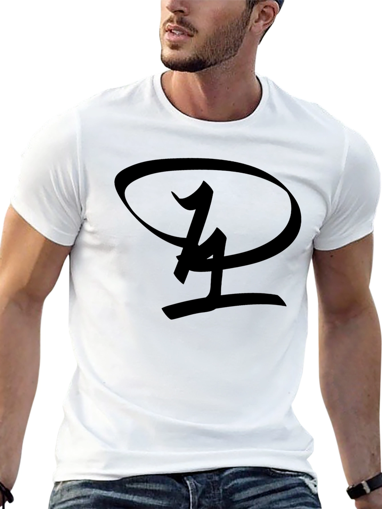 Black T-Shirt with Unique Oval Graphic