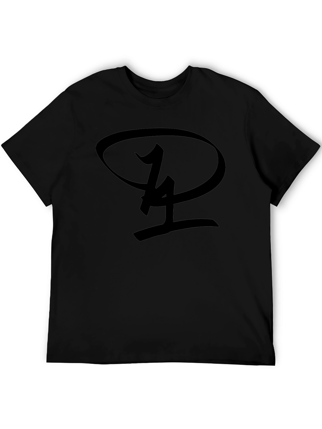 Black T-Shirt with Unique Oval Graphic