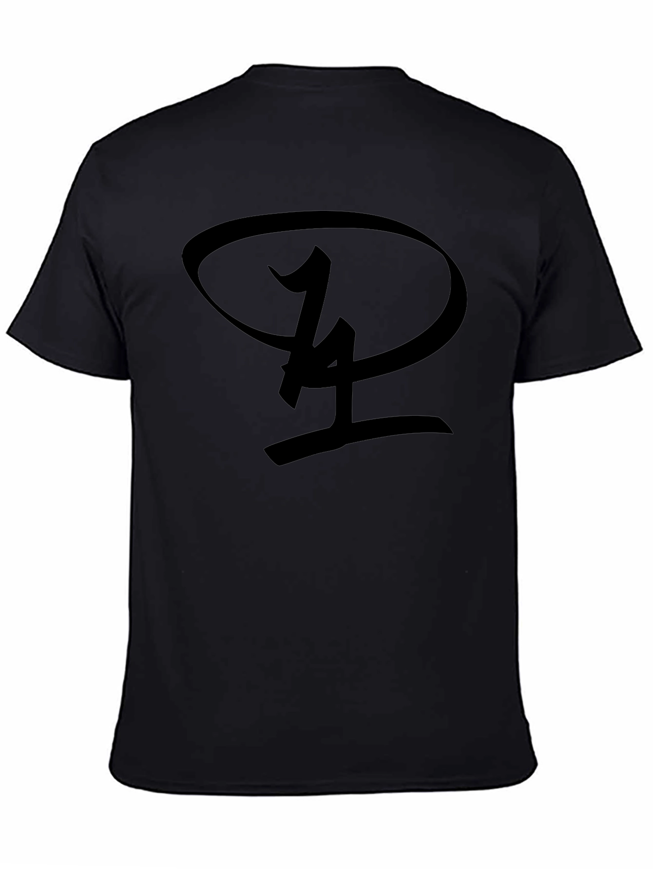 Black T-Shirt with Unique Oval Graphic