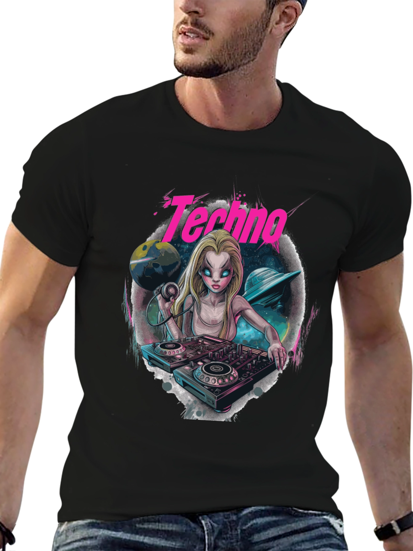 Techno DJ Graphic T-Shirt - EDM Rave Style