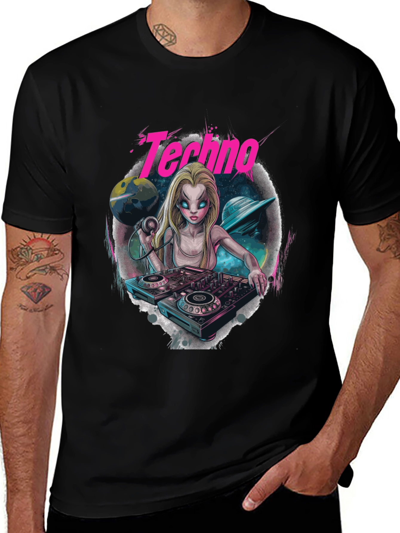 Techno DJ Graphic T-Shirt - EDM Rave Style