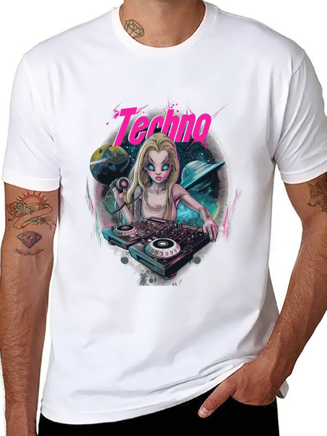 Techno DJ Graphic T-Shirt - EDM Rave Style