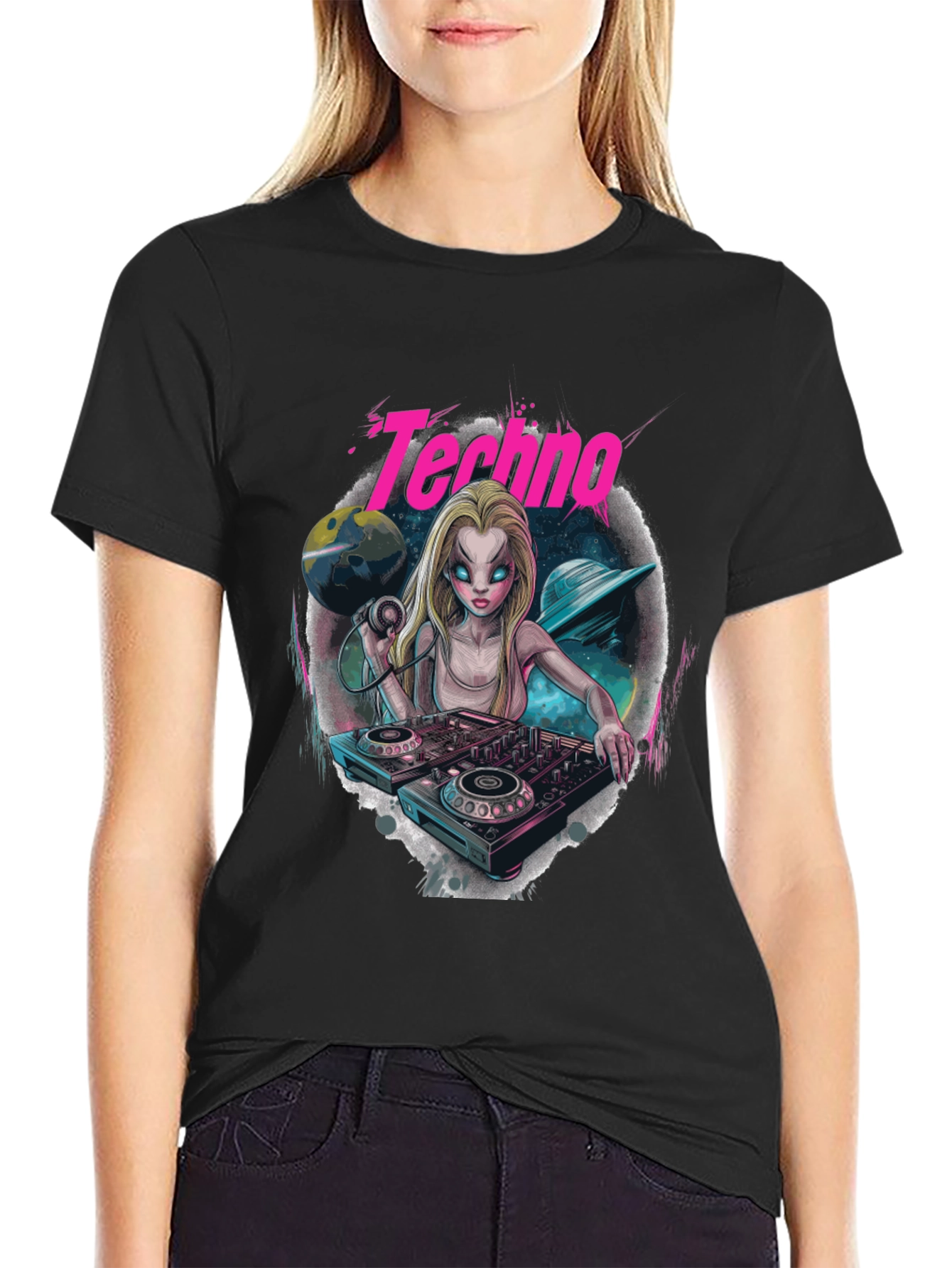 Techno DJ Graphic T-Shirt - EDM Rave Style