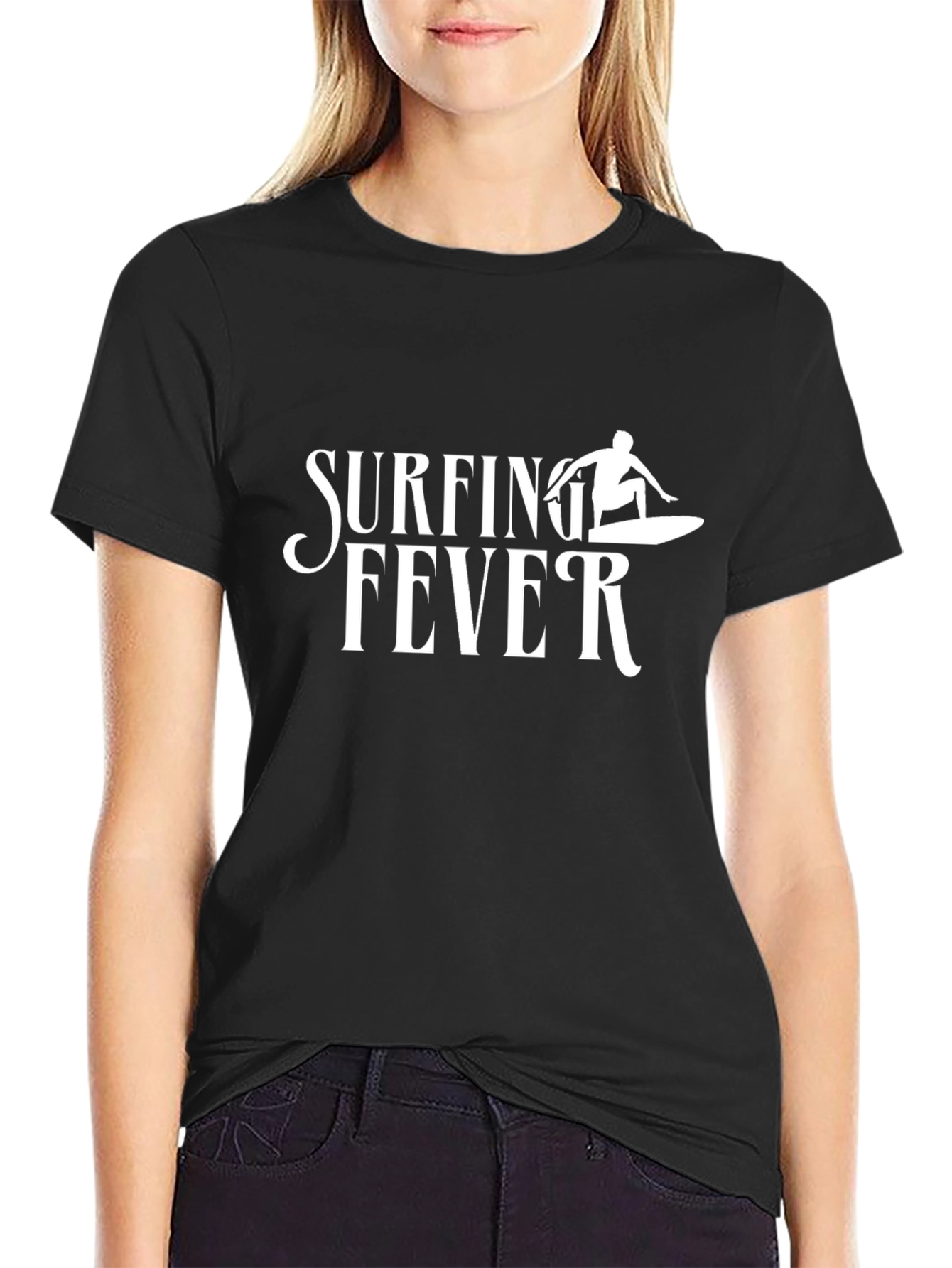 Surfing Fever Black Graphic Tee