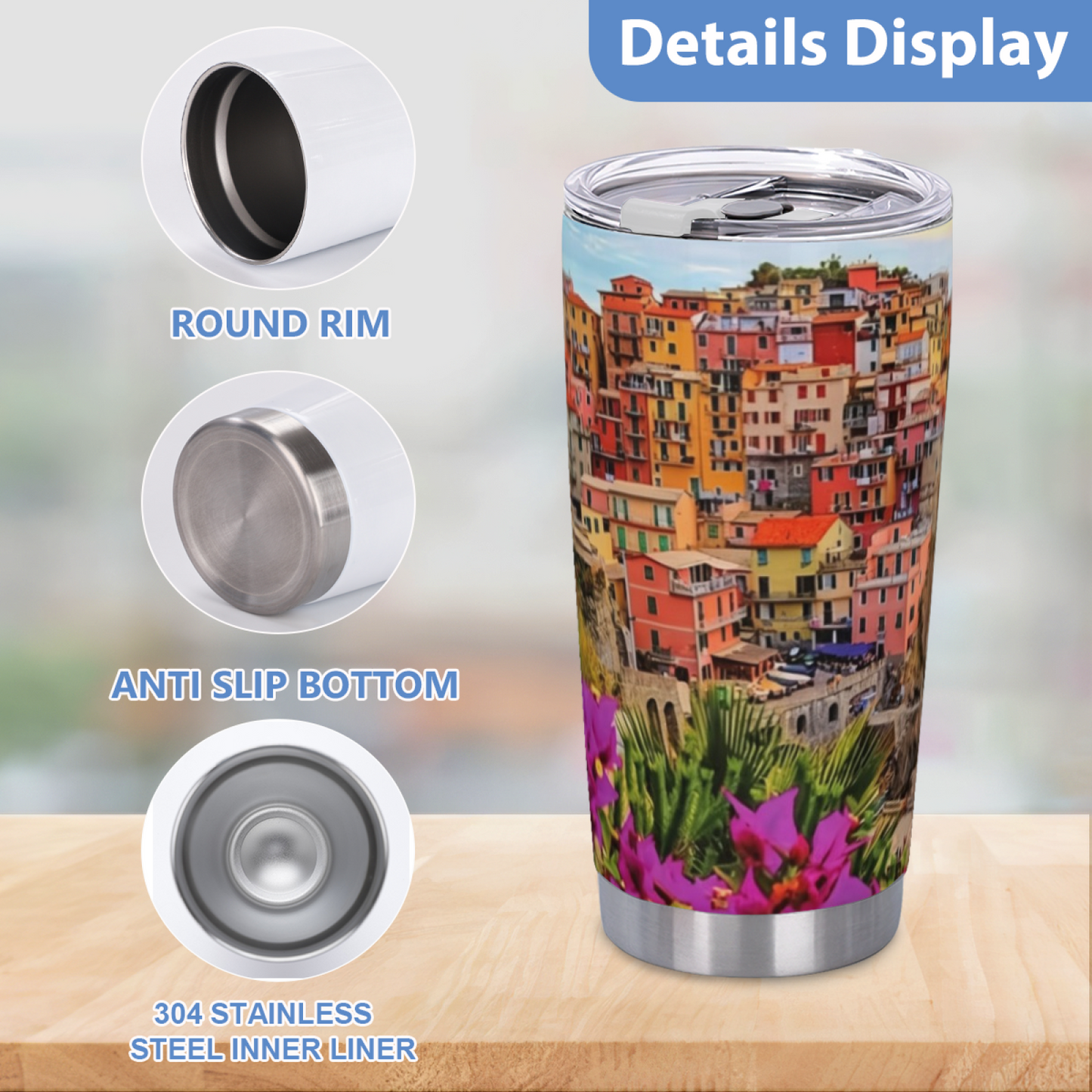 Oriental Cherry Blossom Pagoda Sunset Chinese Fantasy 20oz Art Tumbler