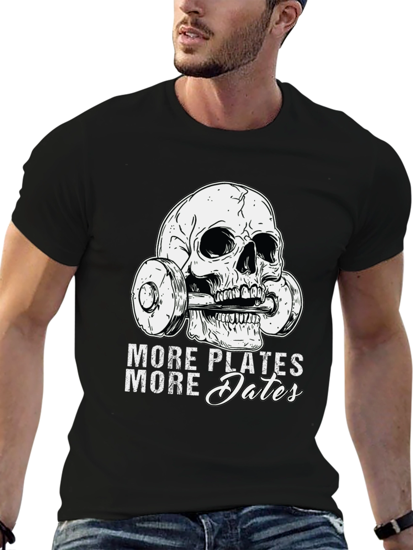 More Plates More Dates Skull Gym T-Shirt