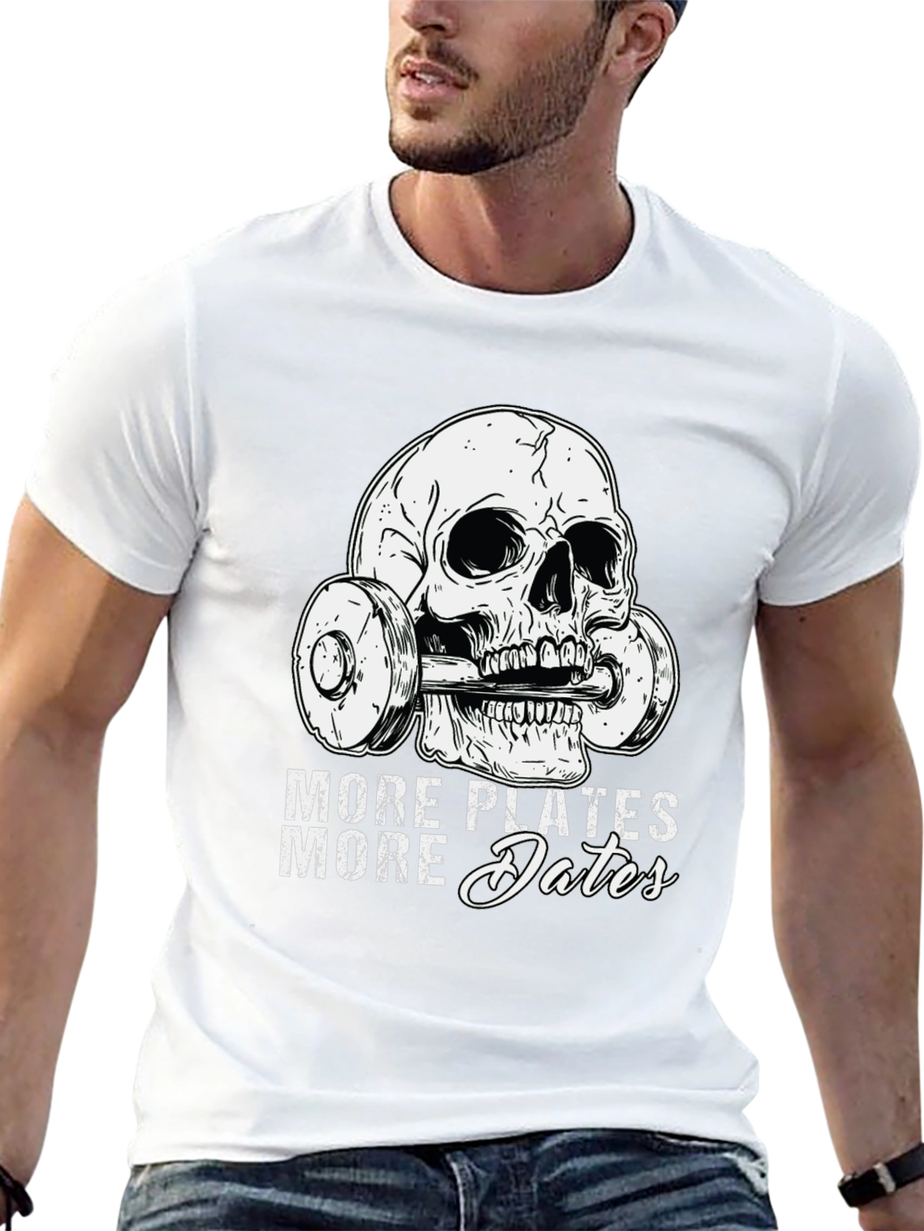 More Plates More Dates Skull Gym T-Shirt