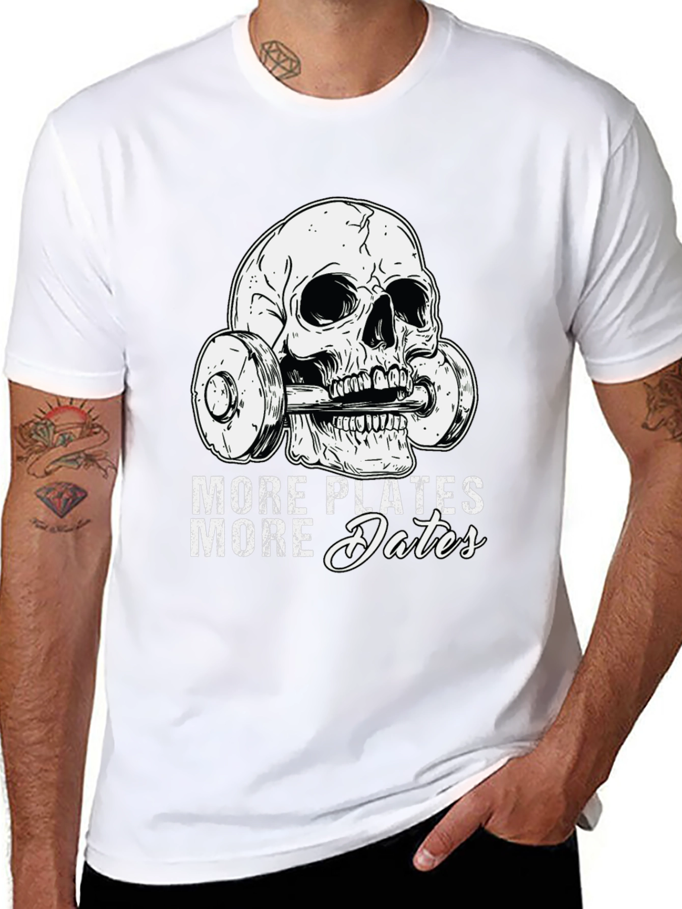 More Plates More Dates Skull Gym T-Shirt