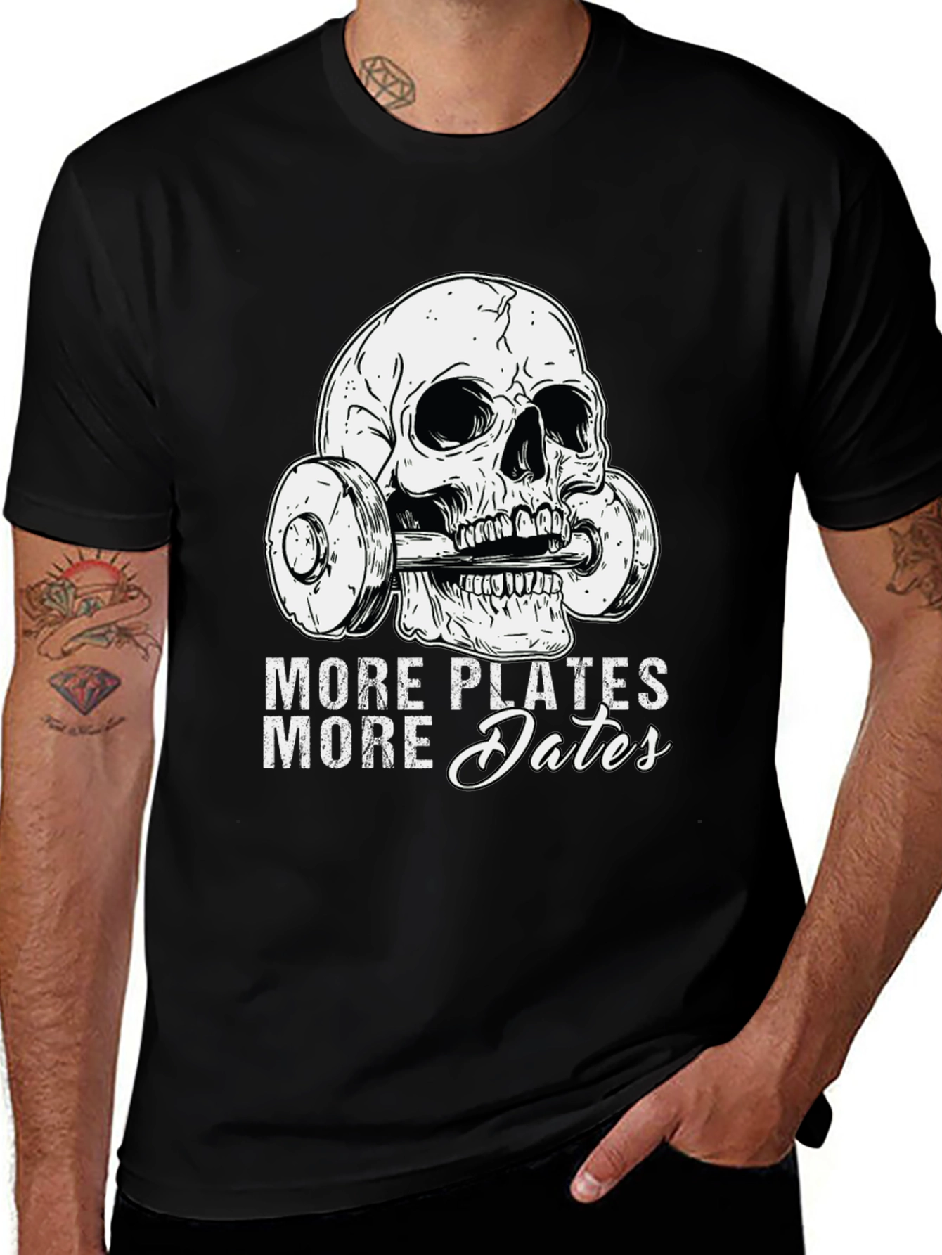 More Plates More Dates Skull Gym T-Shirt