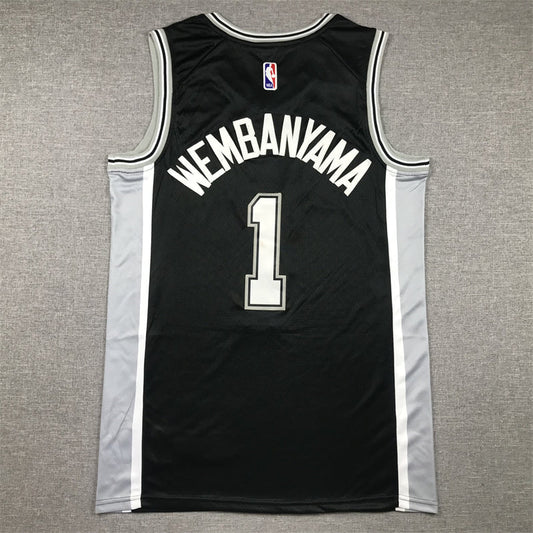 Men's San Antonio Spurs Victor Wembanyama #1 Black 2022/23 Swingman Jerseys - Icon Edition