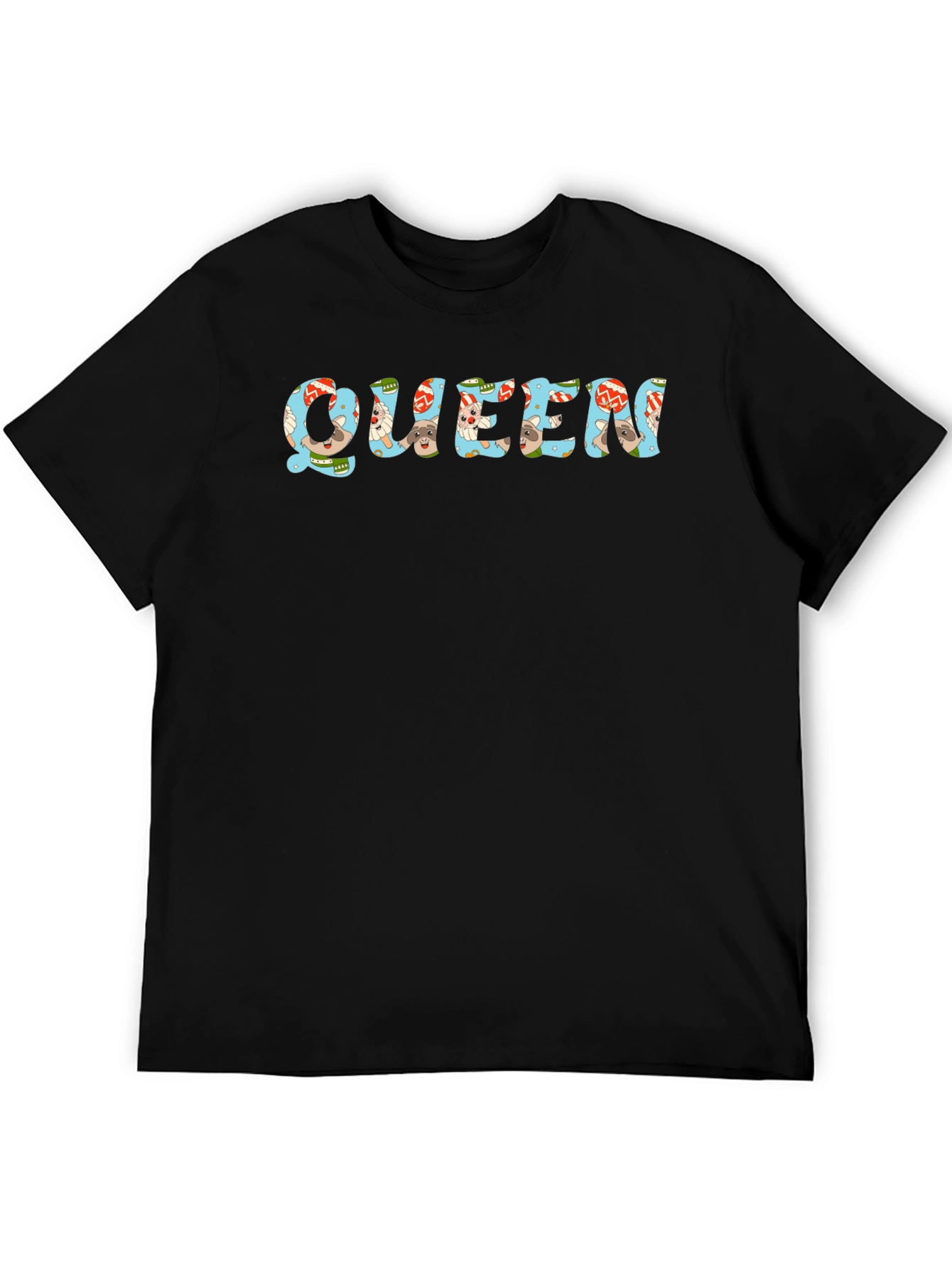 Queen Cartoon Graphic Print Black T-Shirt