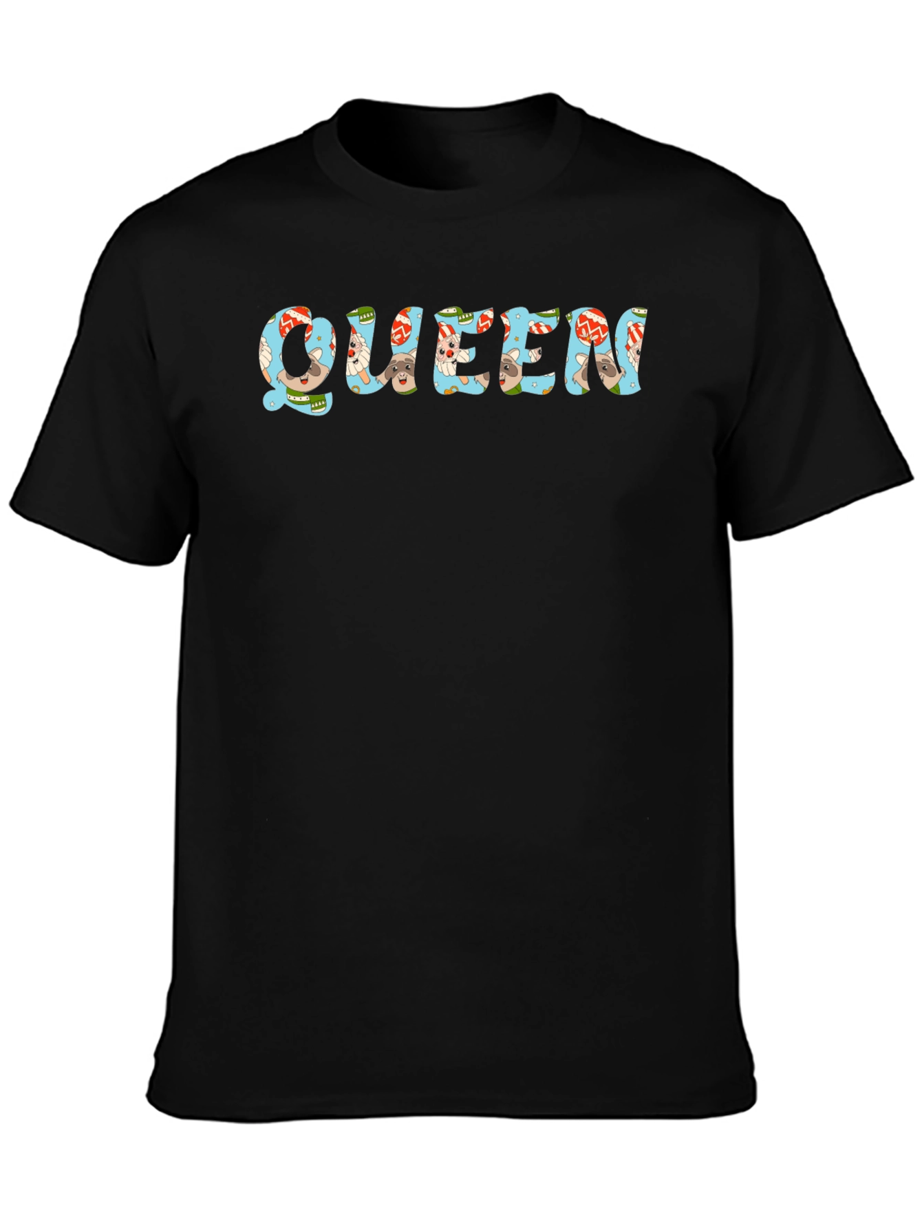 Queen Cartoon Graphic Print Black T-Shirt