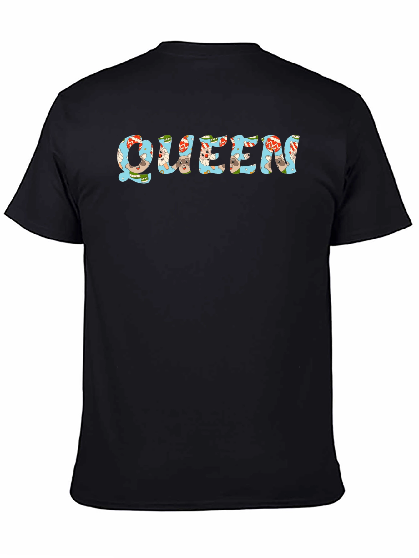 Queen Cartoon Graphic Print Black T-Shirt