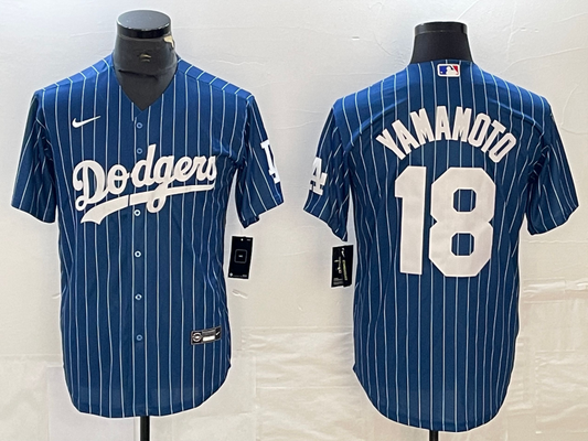 Men's Los Angeles Dodgers Yoshinobu Yamamoto #18 Blue Replica Player Jerseys