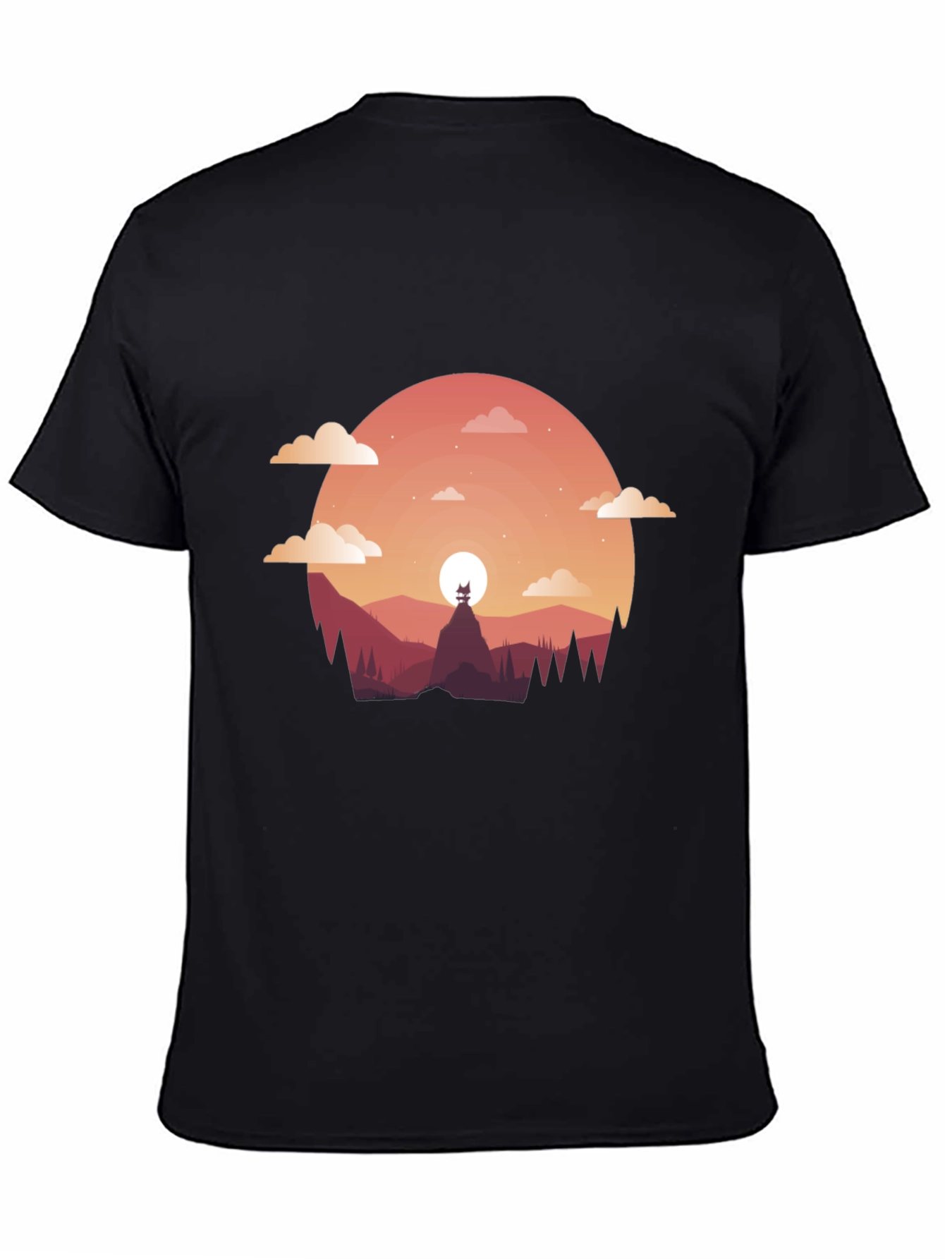 Sunset Silhouette Graphic Tee - Mens Black T-Shirt