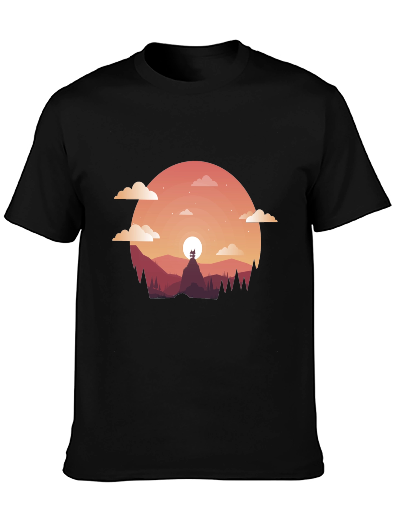 Sunset Silhouette Graphic Tee - Mens Black T-Shirt