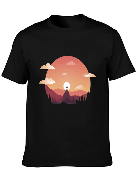 Sunset Silhouette Graphic Tee - Mens Black T-Shirt