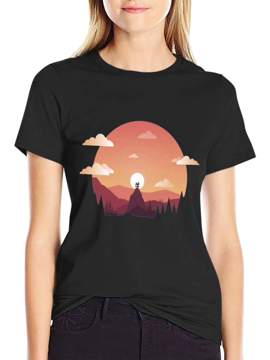Sunset Silhouette Graphic Tee - Mens Black T-Shirt