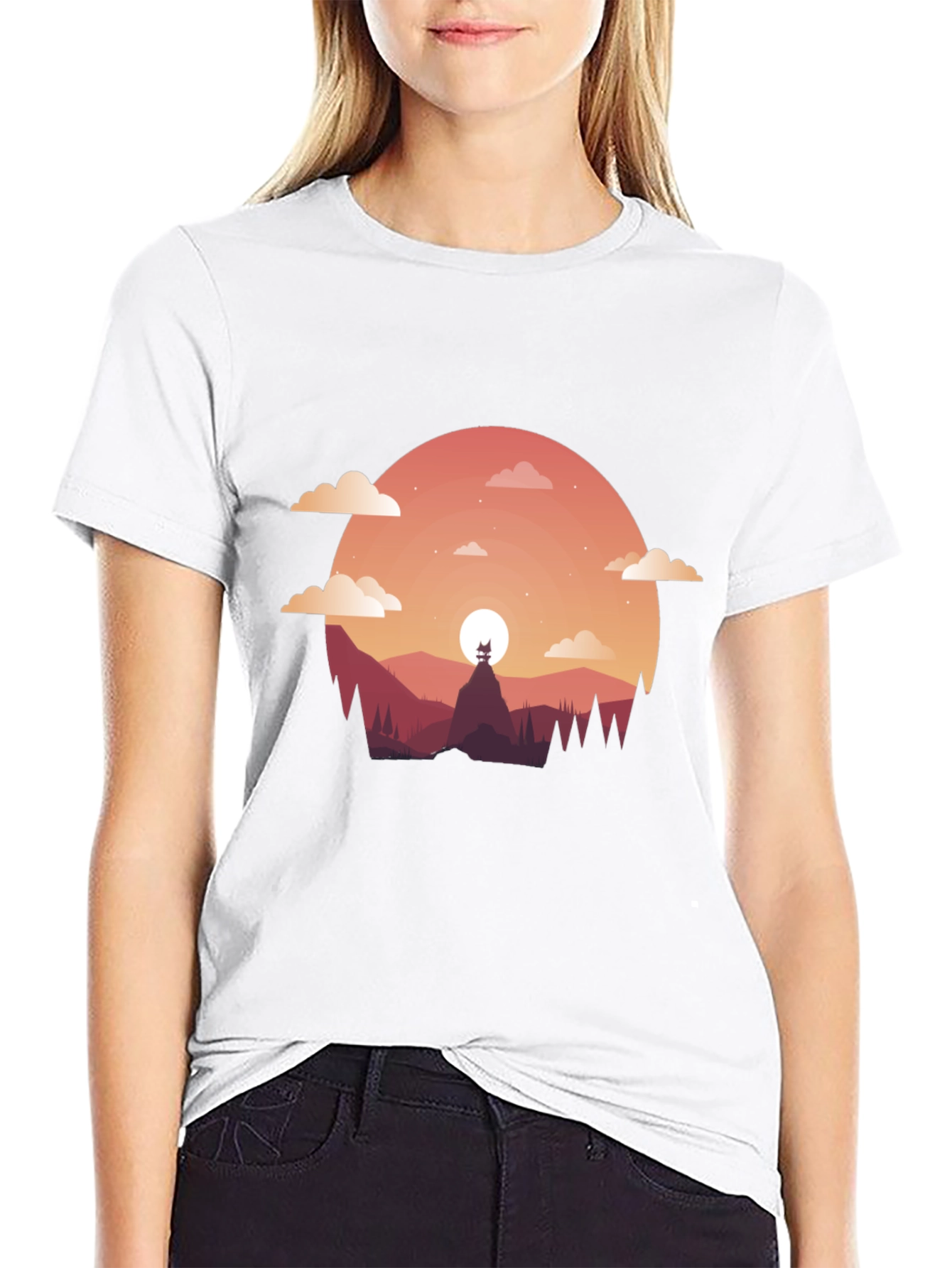 Sunset Silhouette Graphic Tee - Mens Black T-Shirt