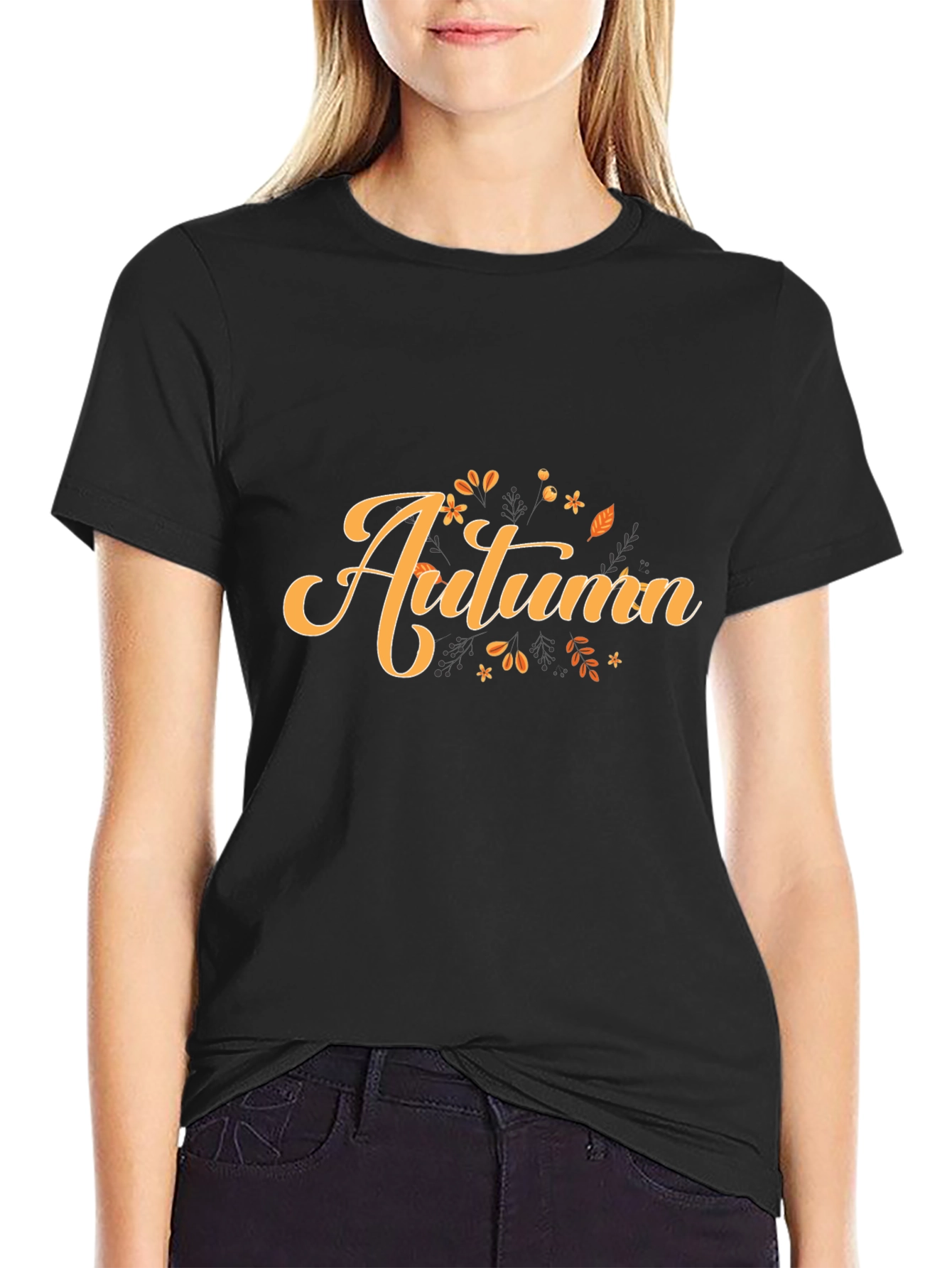 Autumn Themed Black Graphic Tee