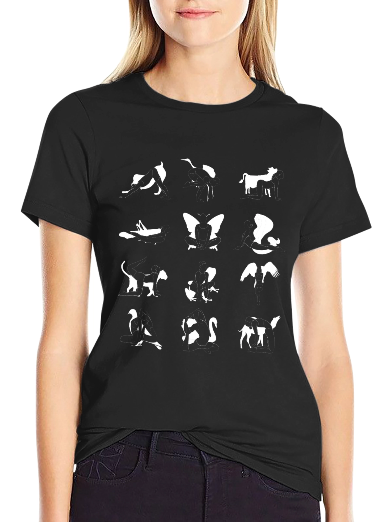 Animal Silhouette Graphic T-Shirt - Black