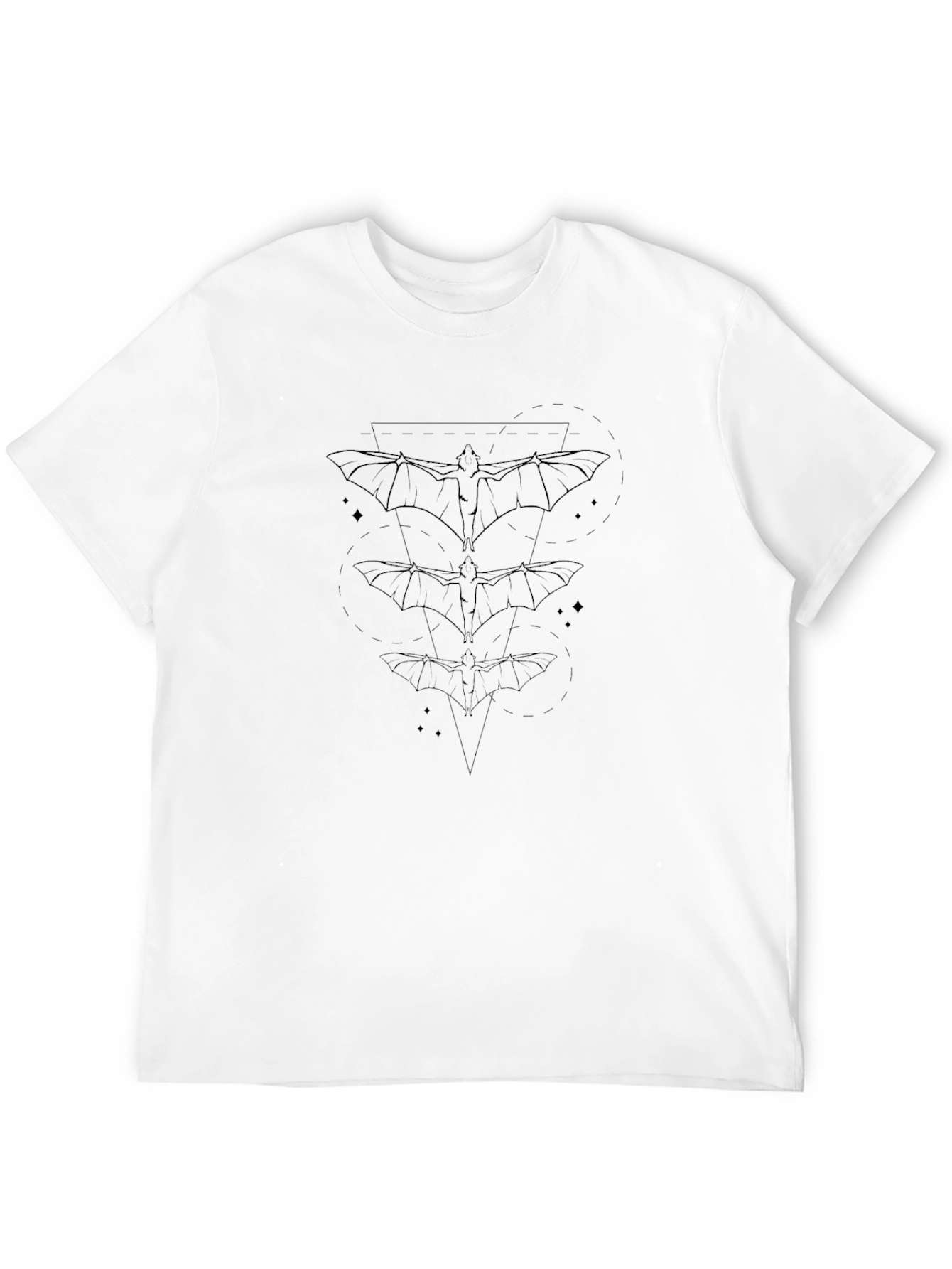 Geometric Bat Graphic Print Mens Black T-Shirt