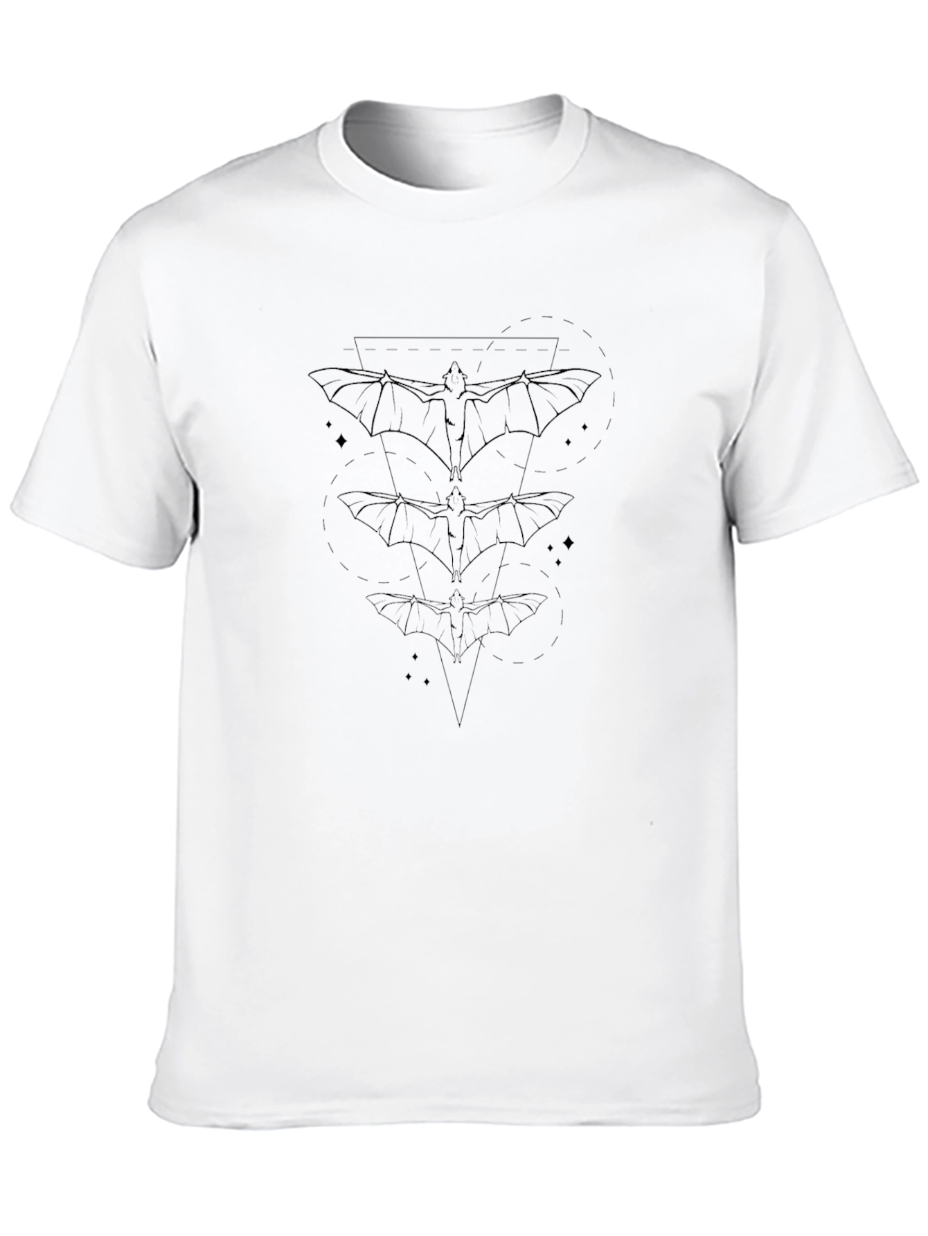 Geometric Bat Graphic Print Mens Black T-Shirt