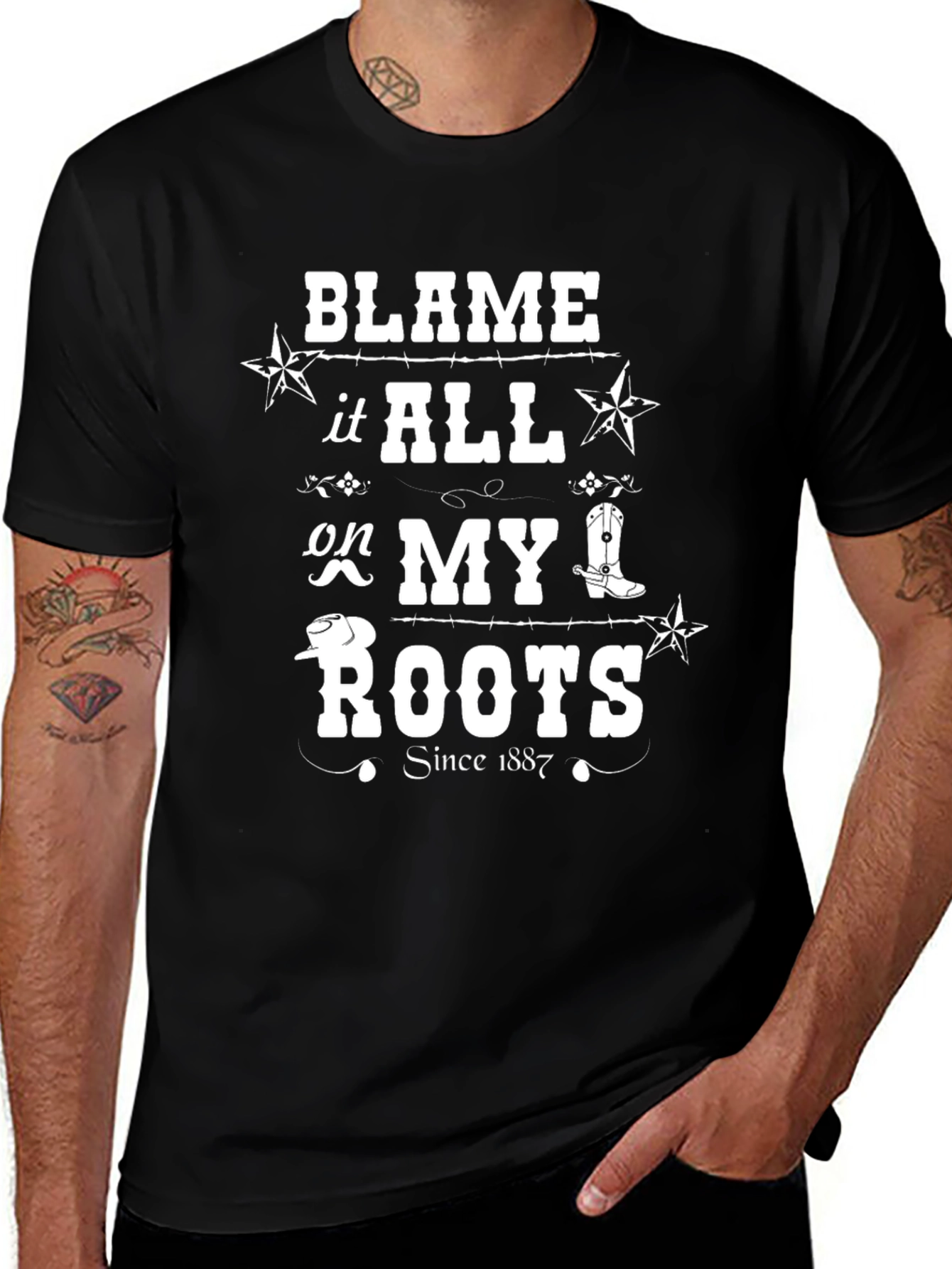 Blame it All on My Roots Black T-Shirt