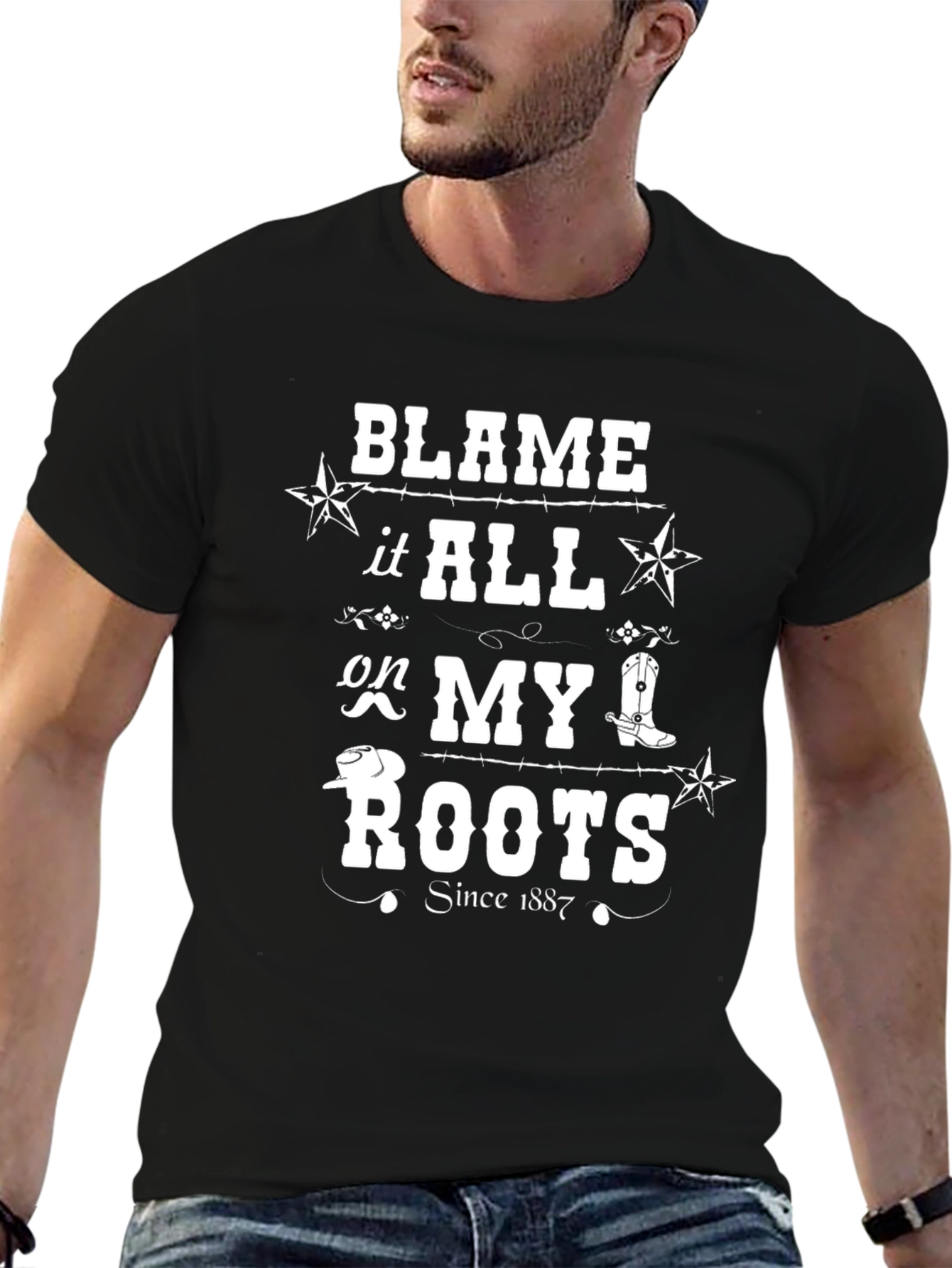 Blame it All on My Roots Black T-Shirt