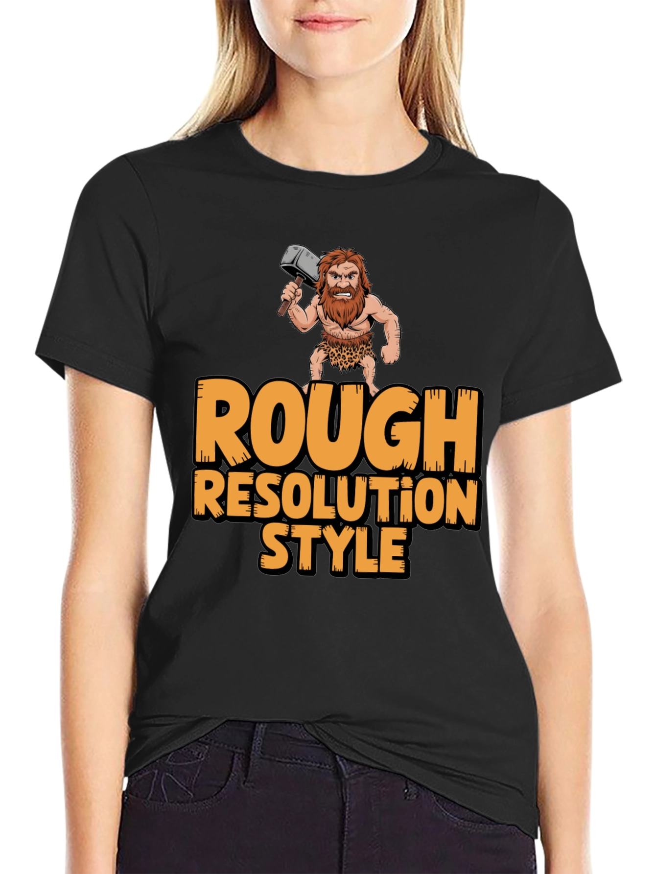 Rough Resolution Style Graphic Tee - Caveman Humor