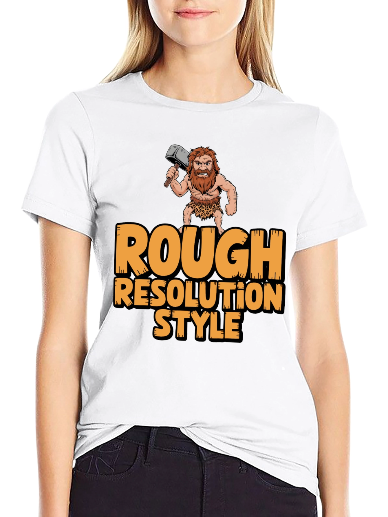 Rough Resolution Style Graphic Tee - Caveman Humor