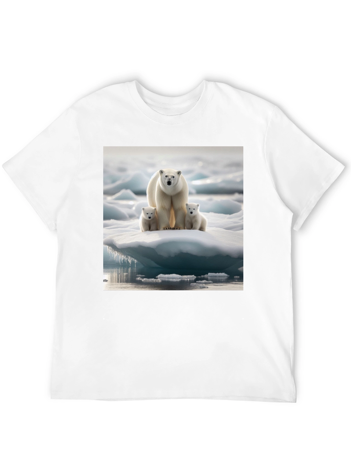 Polar Bear Family Black T-Shirt